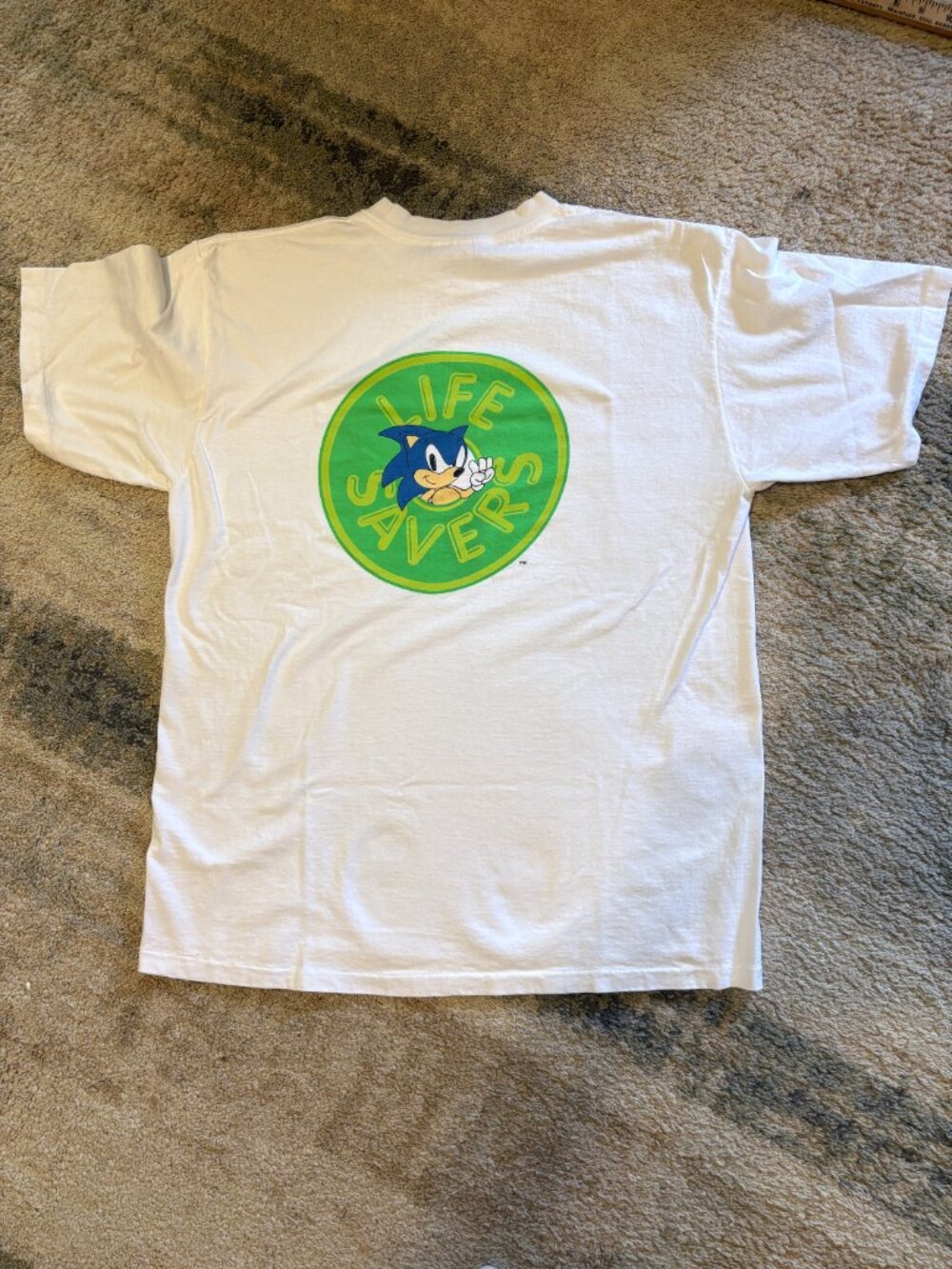 Vintage Sonic The Hedgehog Lifesaver Rare Single Stitched Tee Size XL